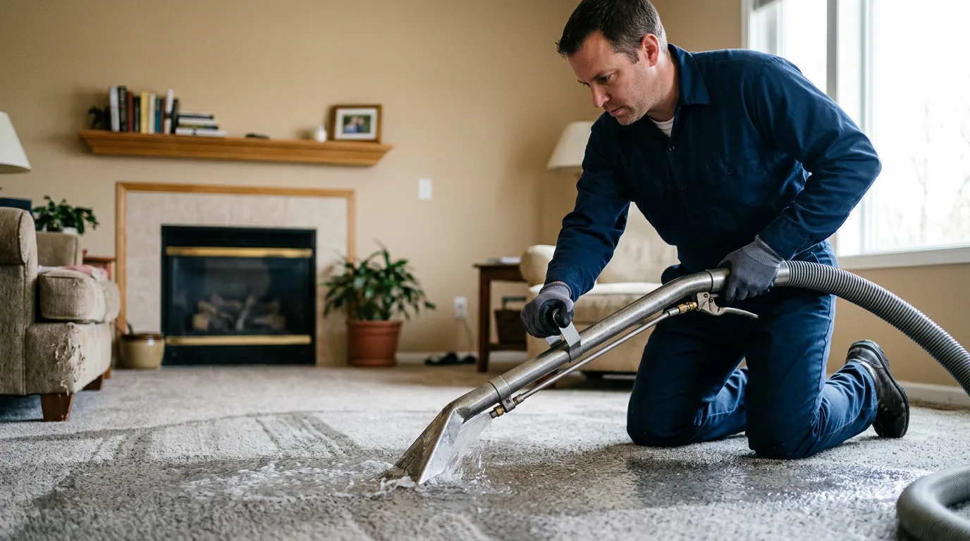 Water damage restoration technician working near Frackville, PA